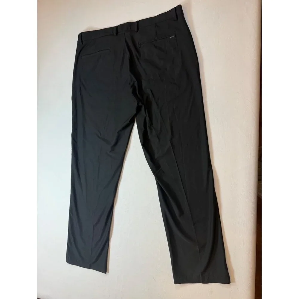 Greg Norman Mens Black Stretch Golf Pants Flat-Front Relaxed 36X30  (bin U199)